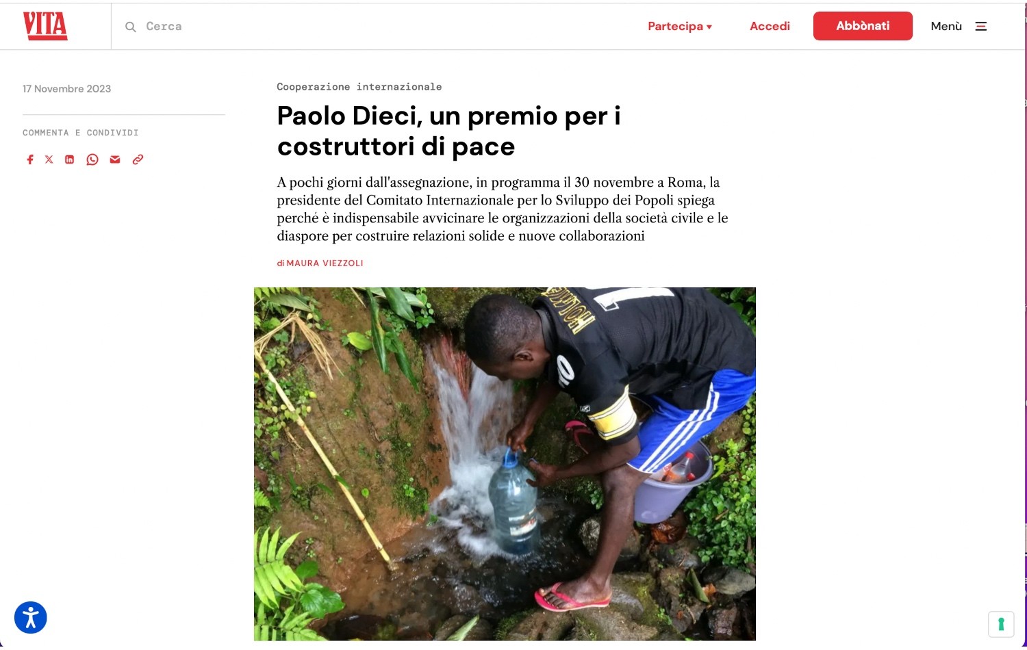 Paolo Dieci, un premio per i costruttori di pace Imagen 1
